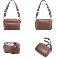 S-ZONE Cow Split Leather Crossbody Bags for Women Multi