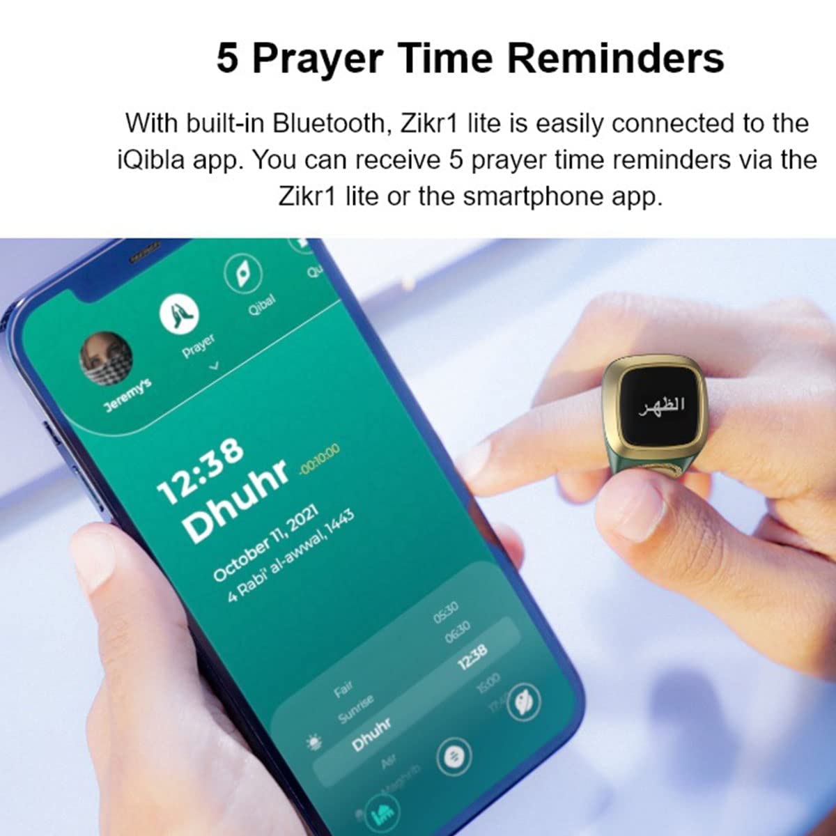Bague Compteur De Prière Musulmane – Numérique, Connectée Bluetooth, écran OLED 0,49 Pouce, Vibreur, Compte Jusqu’à 33/66/99/100 – Recharge USB, 18 Mm, Brun – Cadeau Eid