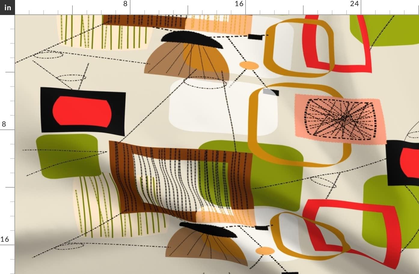 Spoonflower Fabric - Mid Century Modern Abstract Vintage Atomic Era Inspired Retro Trendy Printed on Organic Cotton Sateen Fabric by The Yard - Sewing Quilting Apparel Home Decor