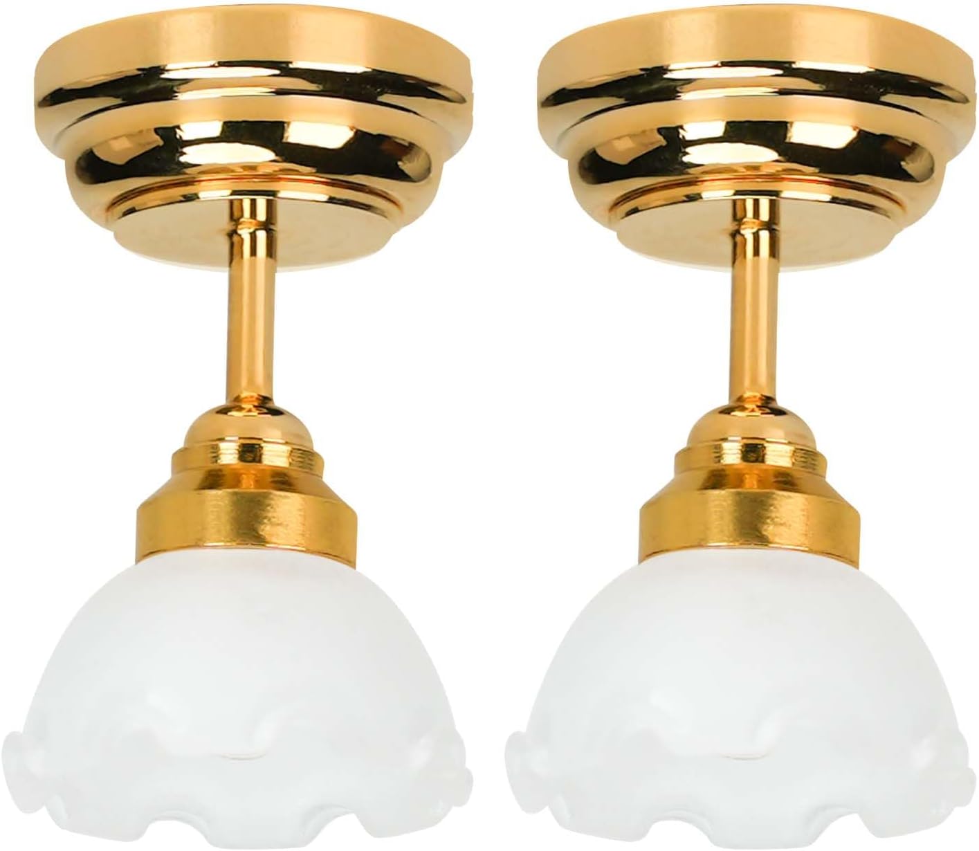 Waldosia 2-Pack 1:12 Scale Miniature LED Tulip Ceiling Lamp – Dollhouse Overhead Lighting Fixture for Mini Rooms & Dioramas