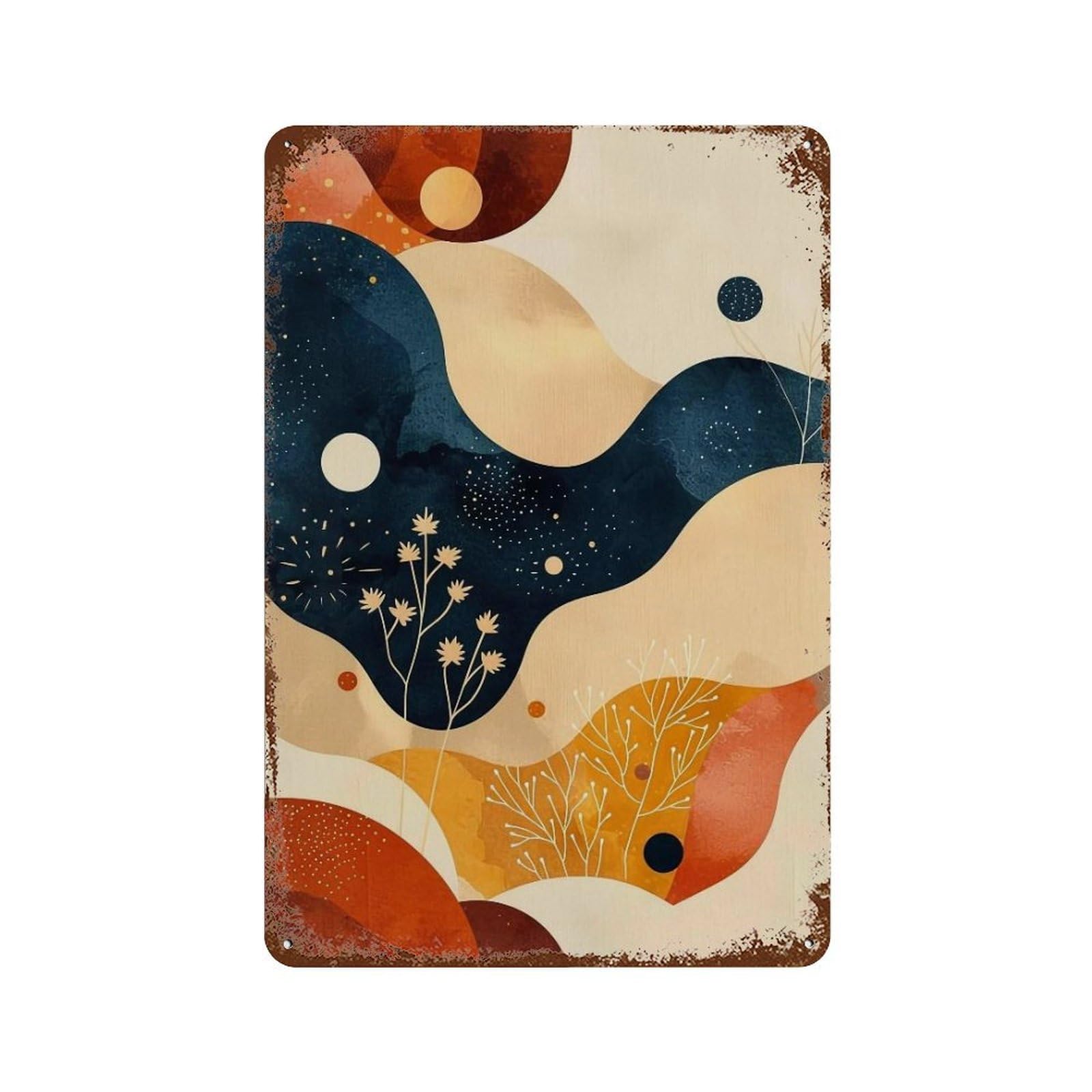 Wujhgrsg Style Retro Soft Gradient Cosmic Wild Twig Pattern 01 Wall Art Retro Iron Vintage Metal Tin Sign Poster Modern Decor For Home Cofffee Club Bar Shop 30X20cm