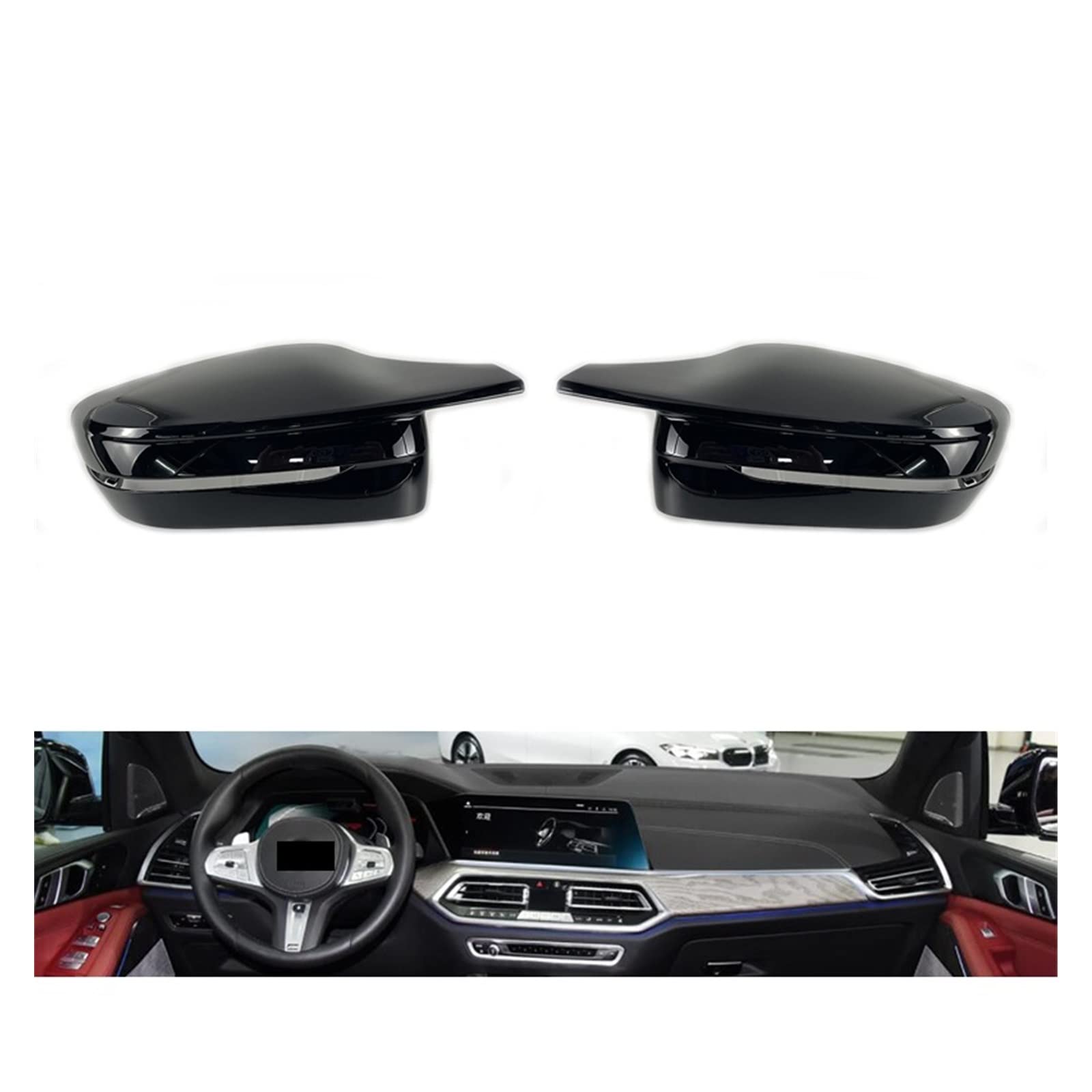 Asasytal Coques De Rétroviseurs Noires Brillantes Pour BMW G20 G21 G30 - Paire Complète Style Sport
