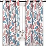 MRFSY Rideaux de fenêtre pour chambre d'enfant - Motif feuilles distribuées sur le rideau de douche - Léger - 140 x 100 cm