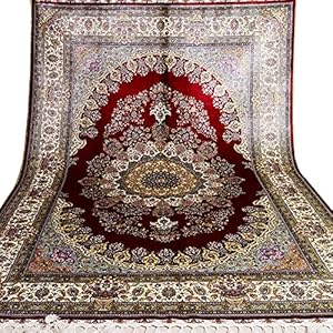 RUG 6’x9 ‘Rood Classic Perzisch stijl Hand-geknoopt zijden tapijtgebruik voor showroom of woonkamer Ouzyu (Size…