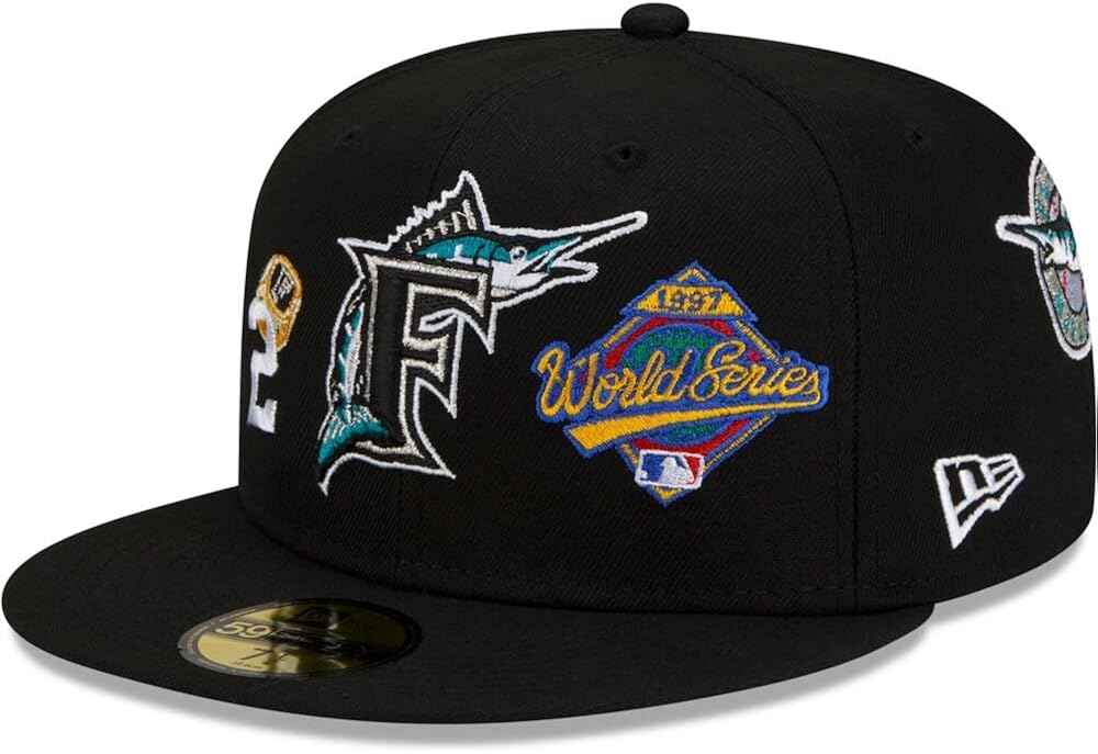 New Era Miami Marlins 59FIFTY 2X World Series Champions Count The Rings Fitted Cap, Hat 