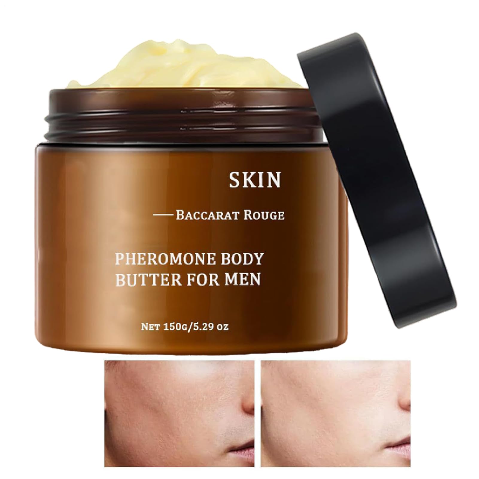 Burro Corpo Ai Feromoni per Uomo 150 G | Crema Idratante per Il Corpo Da Uomo | Profumo Legnoso E Nutriente | Crema Idratante Profumata per Professionisti Attivi, Viaggiatori, Papà, Mariti