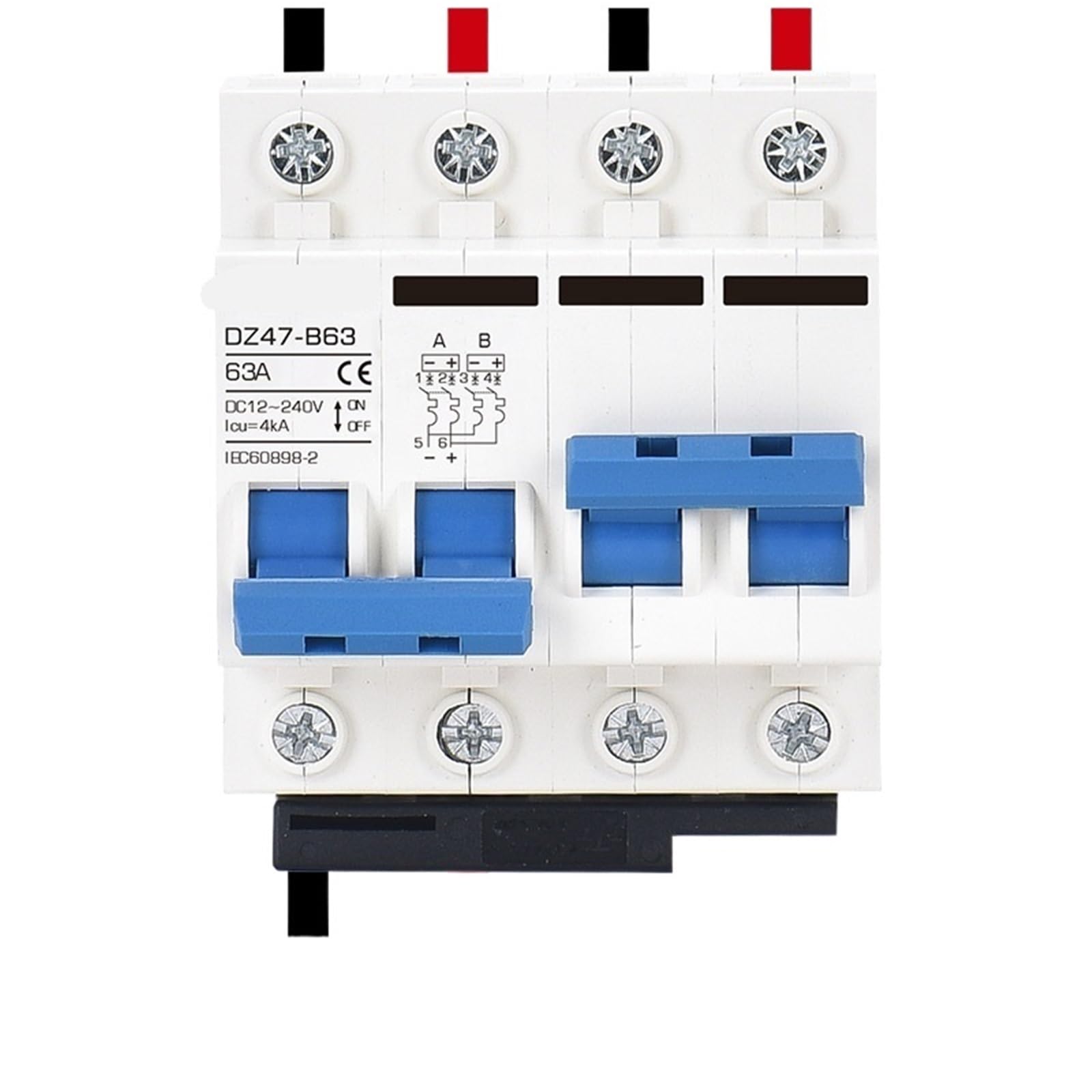 Miniaturowy wyłącznik automatyczny 12 V, 24 V, MCB 2P, 125 A, 130 A, 16 A, bezpiecznik resetujący, falownik, ochrona baterii, izolator, przełącznik transferu (1P, B16A)