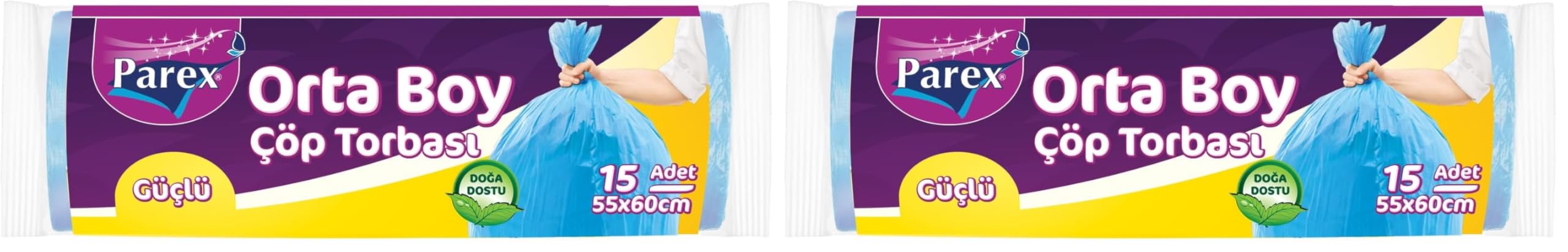 Parex Orta Boy Çöp Torbası 55x60cm 15'li 2li paket