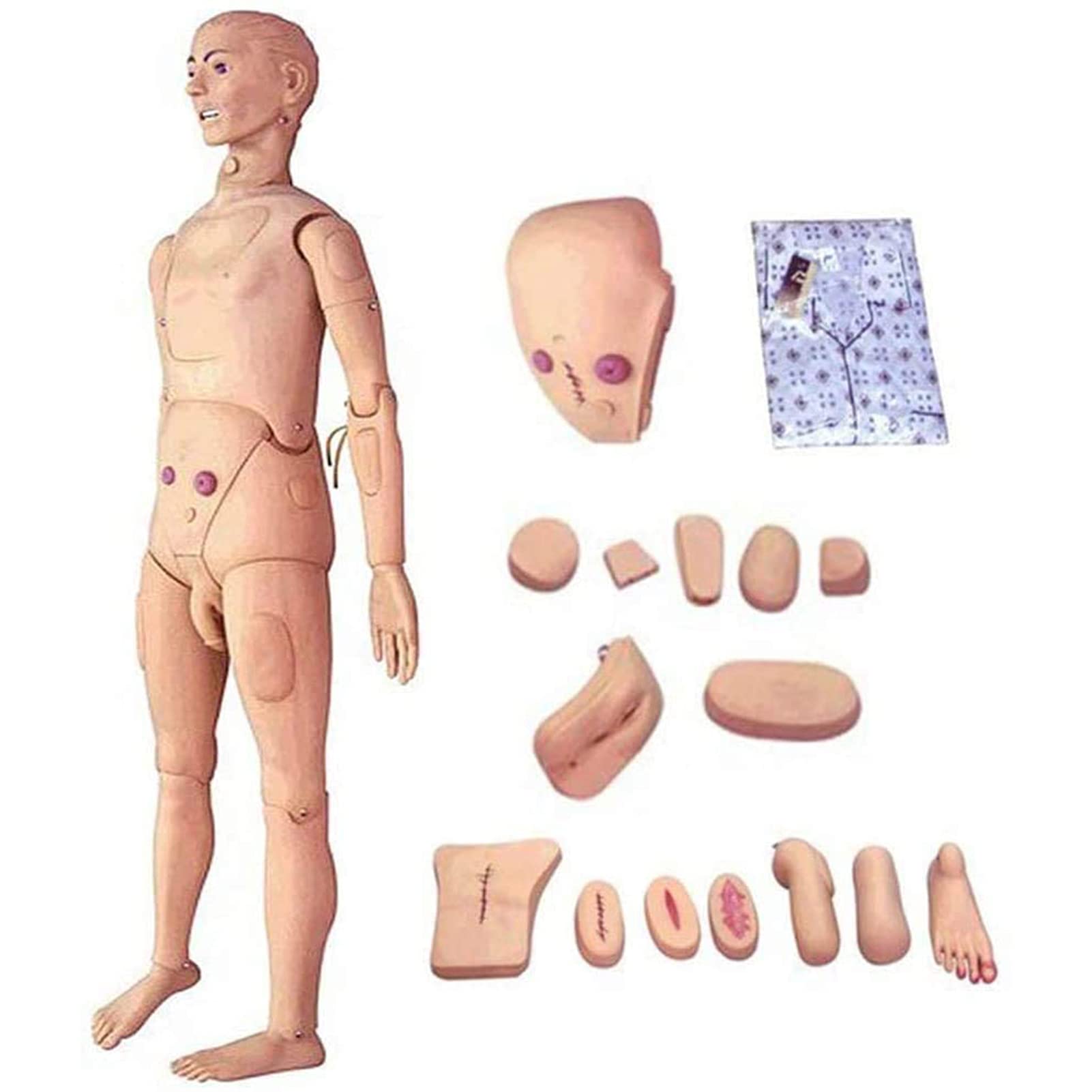 MZBZYU Professional Male Patient Care Manikin 5.57ft Life Size Human Model for Doctor Nursing Training Nursing Skills Training