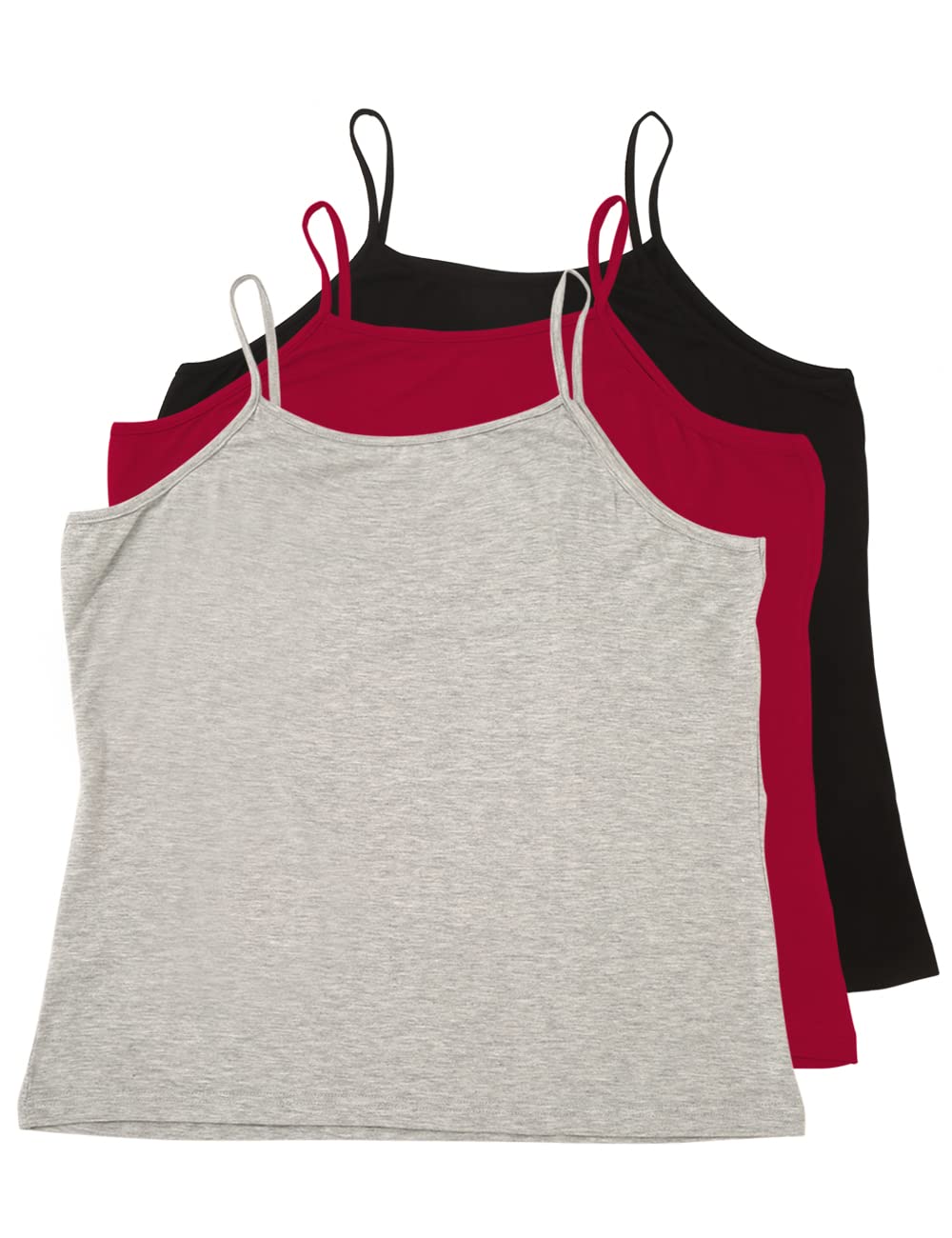 VIKIDEER 3 Pack Camisole for Women Plus Size Basic Undershirt Spaghetti Strap Cami Tank Top