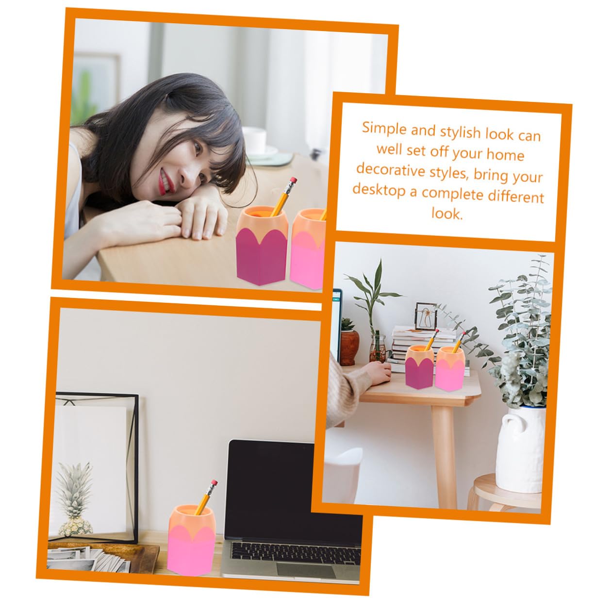 Lot de 6 Pots à Crayons en Abs Colorés et Multifonctions, Rangement Compact pour Bureau et Maison, Style Mignon et Simple Adapté aux Étudiants Style Aléatoire