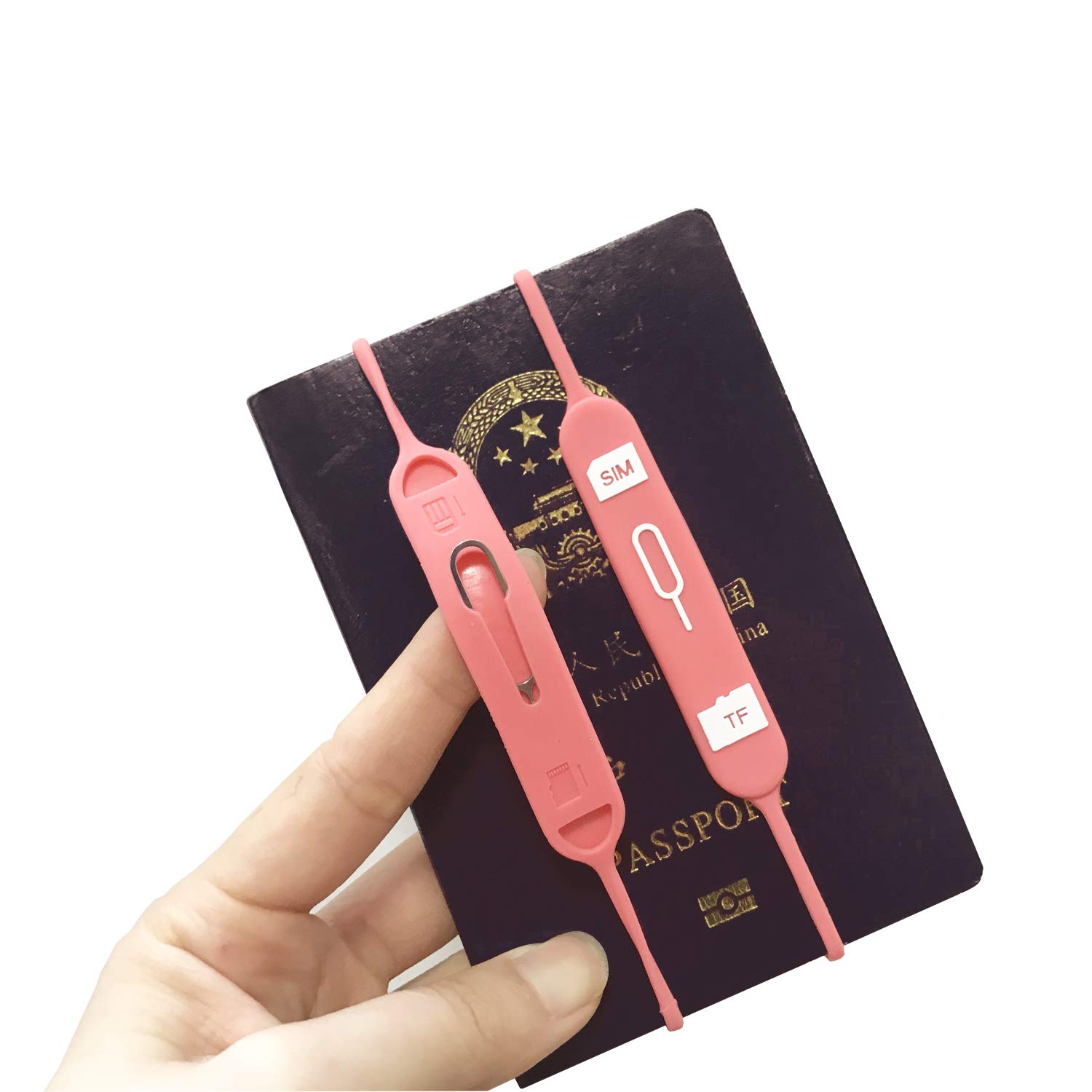 1Pc/2 Pack V4sim Cases Sim Card Holder/TF Card Holder Silicone Portable Safe Pin Needle Anti Lost SIM Card Holder (Pink)