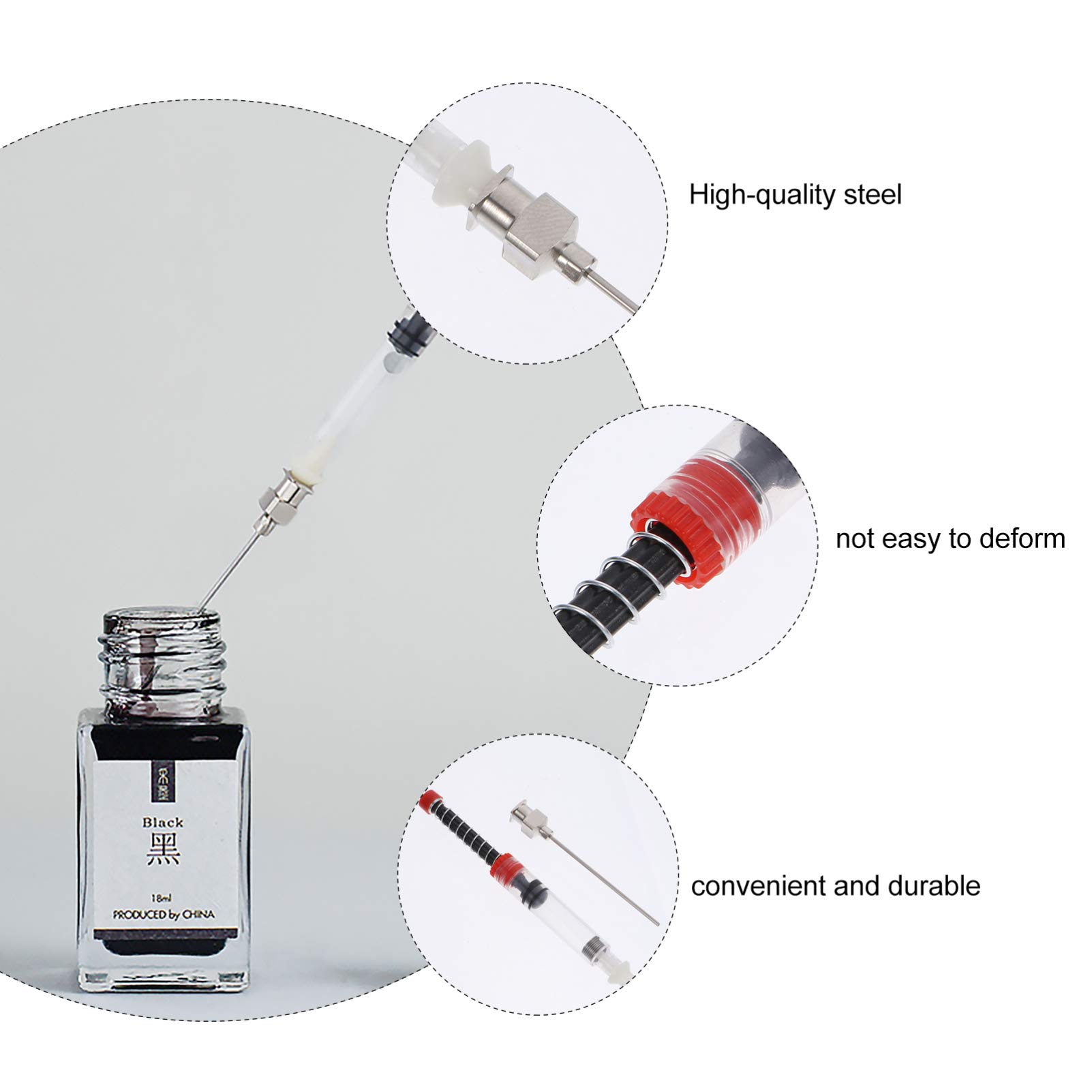 NUOBESTY 5Pcs Fountain Pen Ink Syringe Filler Spring Converter with