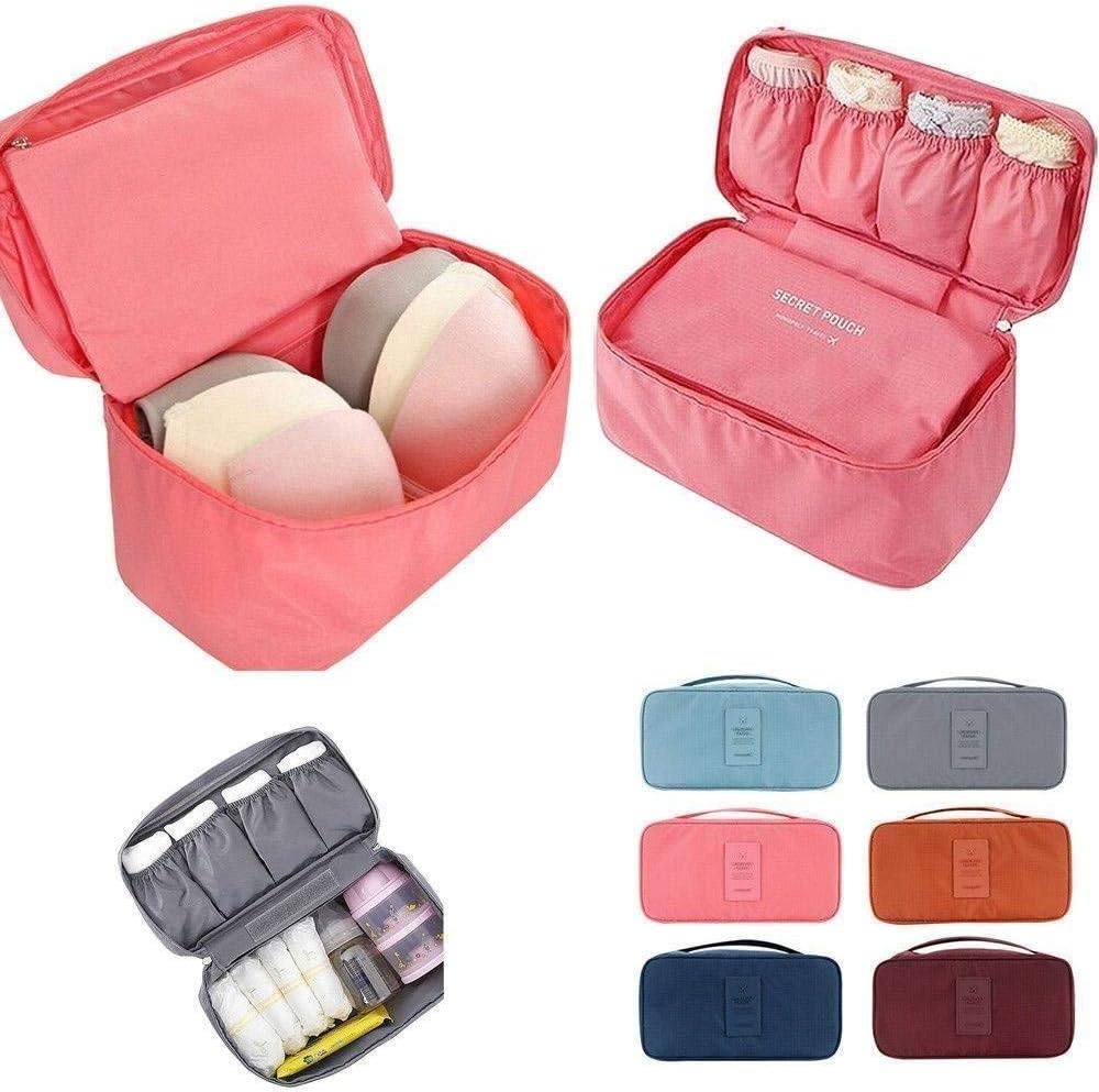 Multicolor Rectangular Travel Organizer Bag for Women - Waterproof, Breathable Nylon - Stores Up to 6 Bras & Underwear - Perfect for Travel, Storing Undergarments