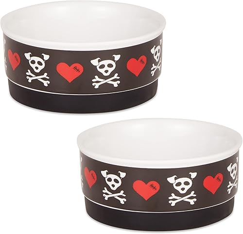 Bone Dry Cuencos de cerámica para alimentos y agua para mascotas antideslizantes para una alimentación segura, menos desordenada, aptos para