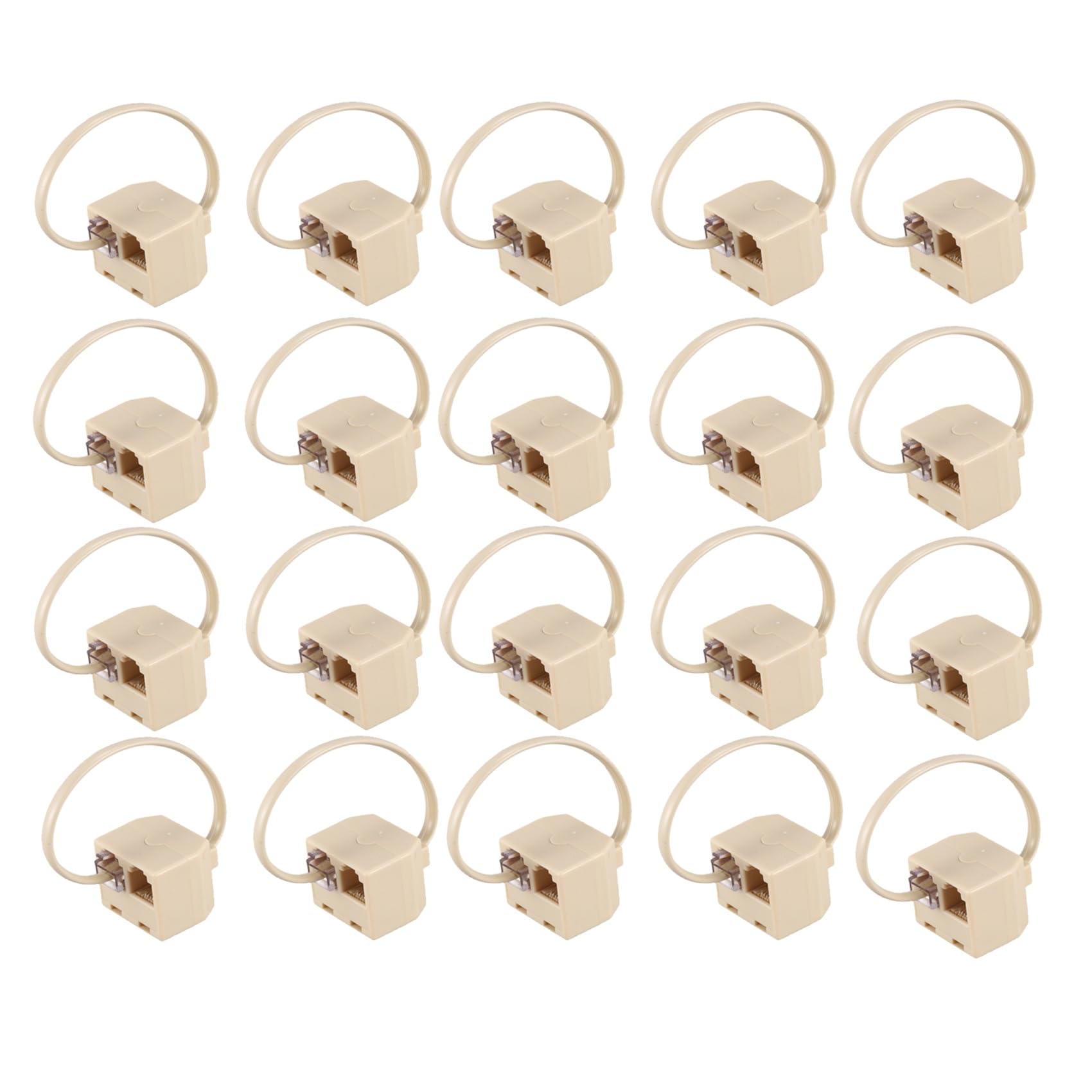 Cwmiibili 20X RJ11 6P4C 2 Way Outlet Telephone Jack Line Splitter Adapter Beige