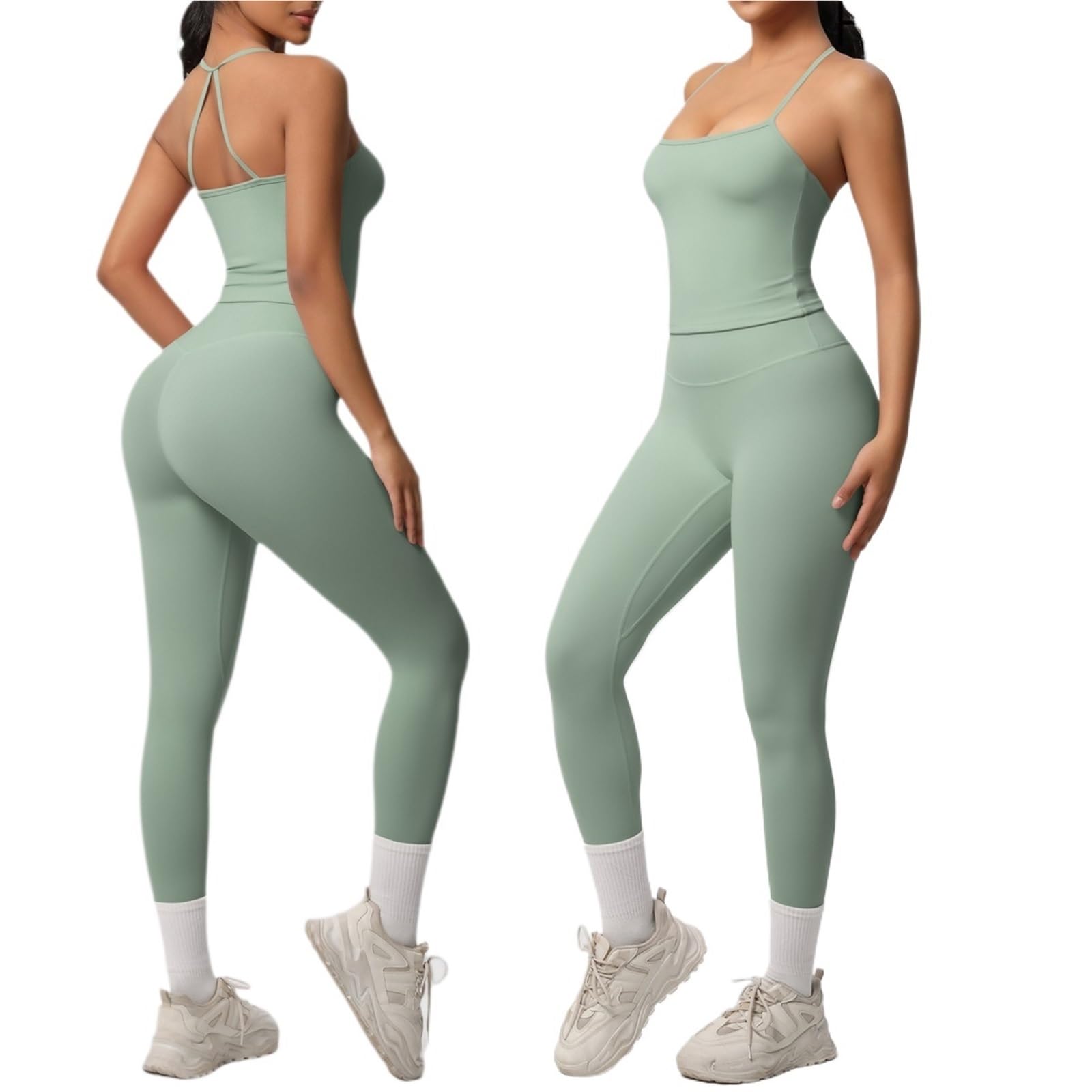 Halter Yoga Top Set Fitness Palestra Tuta Formazione Senza Maniche Sport Palestra Top Crossover Indietro Sport Biancheria Intima Controllo Dimagrante, rosa, S