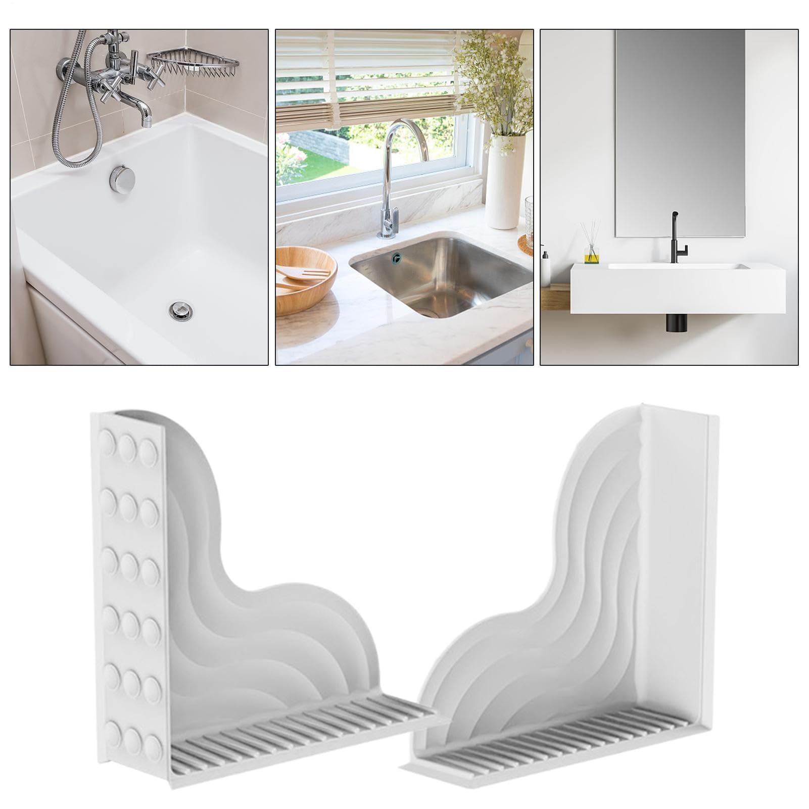 Paraspruzzi per doccia con forti ventose, barriera flessibile in silicone per bagno, cucina, vasca da bagno, ideale per proprietari di case, anziani, affittuari e genitori impegnati