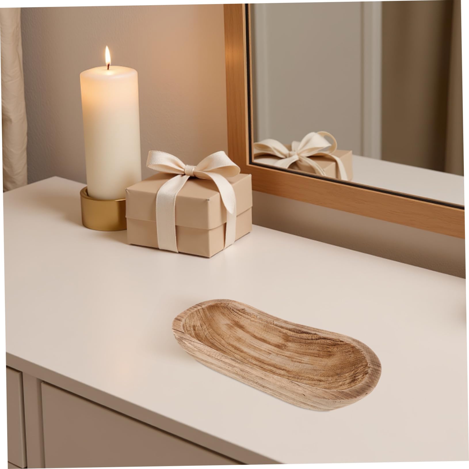 STOBAZA Bandeja de Madera para Velas Estilo Rustico Candelabro Decorativo para Mesa para Decoracion de Comedor Velas