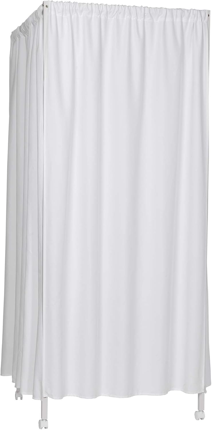 Don't Look at Me - Portable Changing Room Divider - White Frame with White Fabric and Casters
