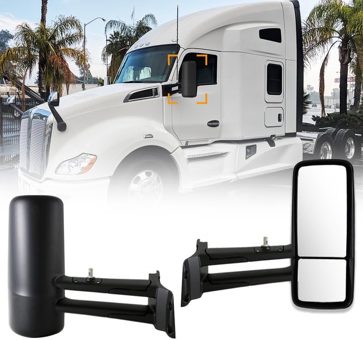 door mirror for kenworth t680 t880 replacement passenger side right mirrors for kenworth truck heated adjustable door mirror for t880 t680 semi truck accessories black replacement passenger side right black