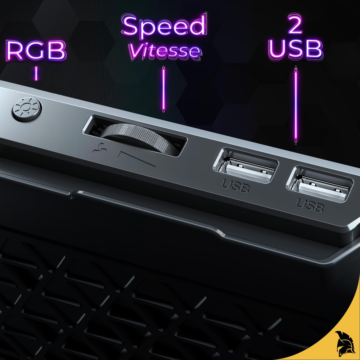 EMPIRE GAMING Guardian C600 chłodziarka do laptopa 12" do 15,6" – 6 wentylatorów – pokrętło prędkości, 7 trybów RGB, 5 regulowanych wysokości, zdejmowany uchwyt