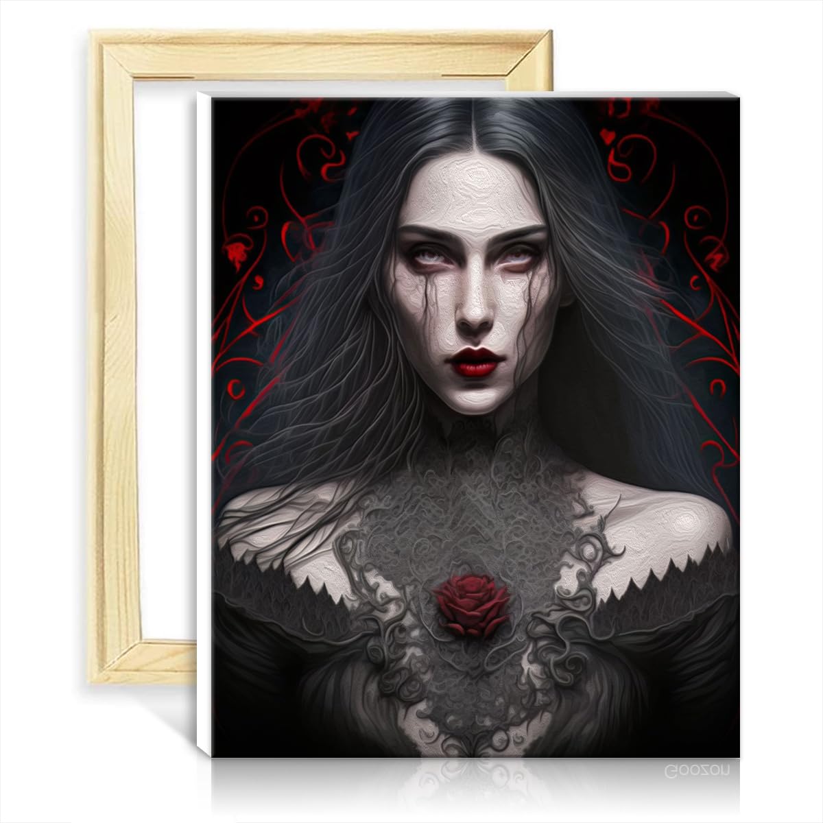 TANGFEIY on Canvas Painting Gothic Ghost Darkness Canvas DIY Digital Oil Painting Adults Beginner with Brushes and Acrylic Pigment on Canvas No Frame(30x40cm)