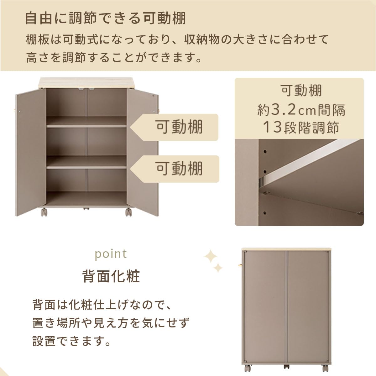 【新着商品】ぼん家具 本棚 扉付き ラック キャスター付 3段 約 幅61 取っ Amazon｜ぼん家具 本棚 扉付き ラック キャスター付 3段 約 幅61
