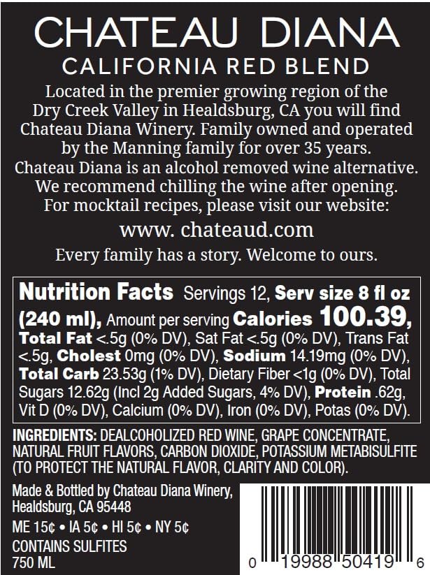 Miniatura 3 de Chateau Diana Mezcla de vino tinto sin alcohol - Paquete de 6