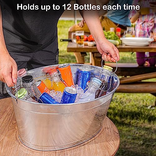 Large 6-Gallon Galvanized Tin Beverage Tub, 20x14x10 inches (Pack of 2) - Image 5