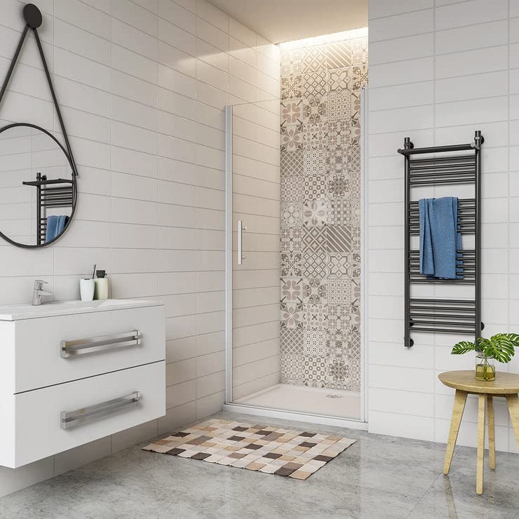 Porte de douche pivotante 70 cm verre transparent et paroi de douche AICA blanc