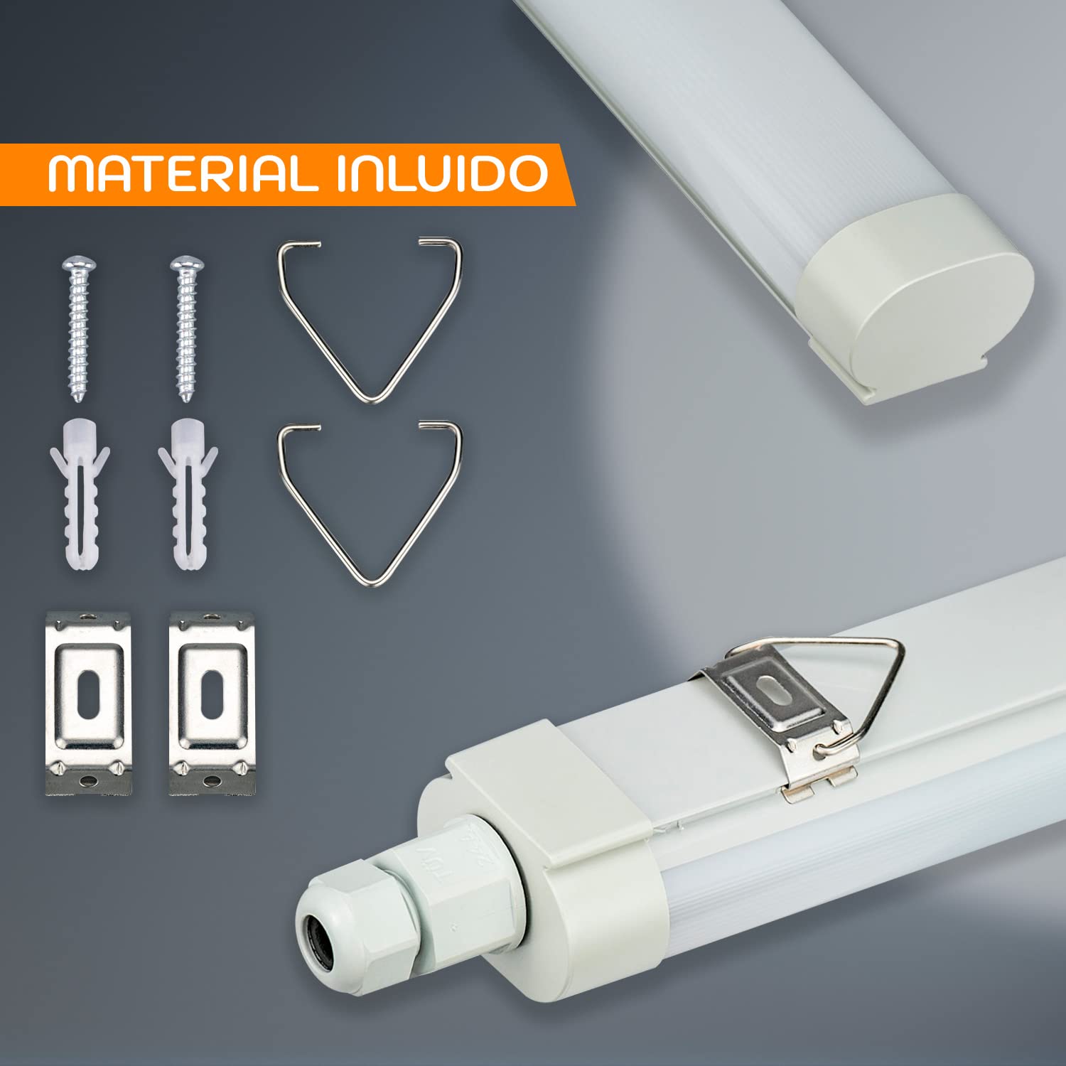 Popp® Pantalla estanca LED Integrado 40W 150CM 4000K 140lm/W TUBELINE-LARGA HORAS ENCENDIDO No flicker IP65 blanco PC parking trastero interior exterior 3 años garantía (40W 150CM, 4000K)