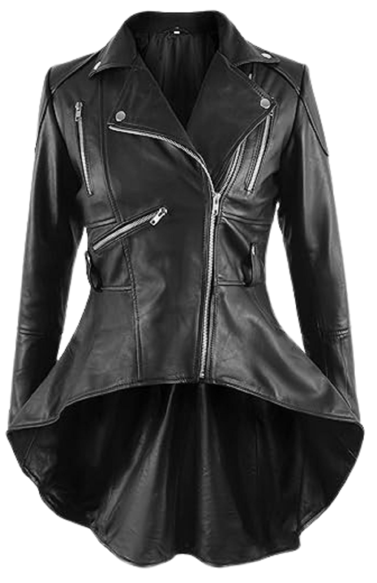 Giacca da motociclista in pelle nera stile vittoriano steampunk, da donna, stile gotico, punk, rock