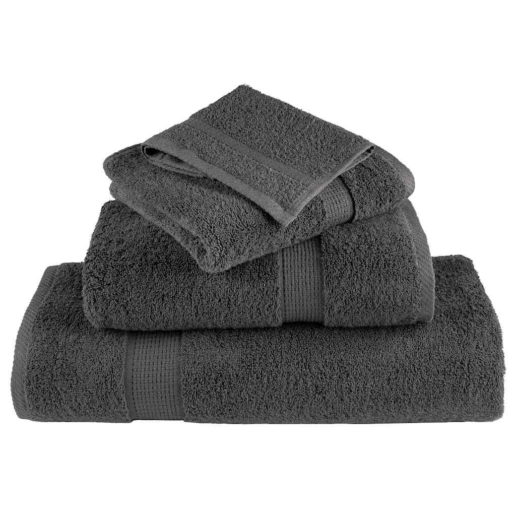 Juego de 8 toallas de mano 100% algodón hilado en anillo, color antracita, 600 g/m², absorbentes, con práctico lazo, lavables a máquina, certificado Öko-Tex, ideal para el hogar