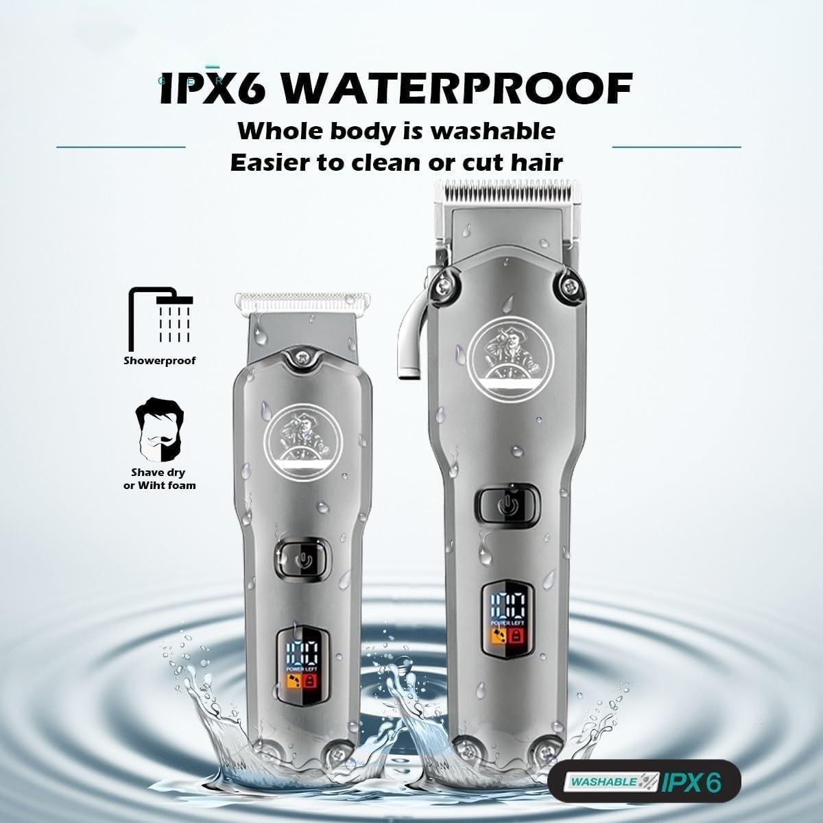 Hair Clippers for Men, Hair Cutting Machine Professional Hair Trimmer Waterproof Hair Clipper Cordless Trimmer Set 2 in 1 Trimmer for Men