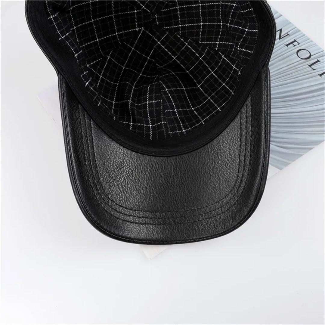 Gorra de béisbol de piel auténtica para hombre, ajustable, de piel auténtica
