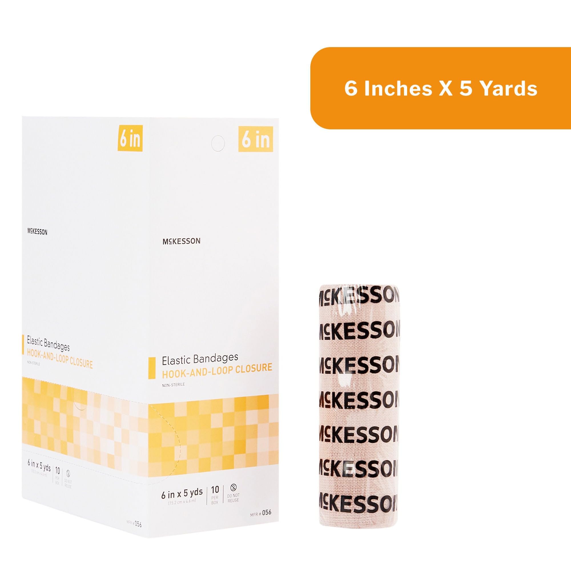 McKesson Elastische Bandage mit Klettverschluss, latexfreie Kompressionsbandage, 15,2 cm x 4,5 m, 10 Stück, 1 Packung