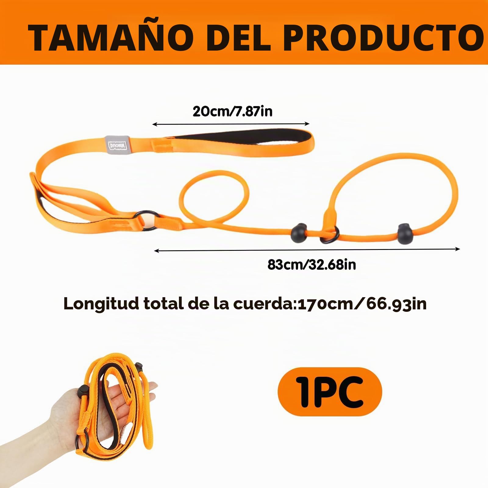 Collar Corredizo para Perros Correa con Mango Cómodo Collar Ajustable Correa Delgada para Perro Fuerte Resistente Anti-Tirones Anti-Asfixia Cuerda de Entrenamiento de Nailon para Exterior Cachorro