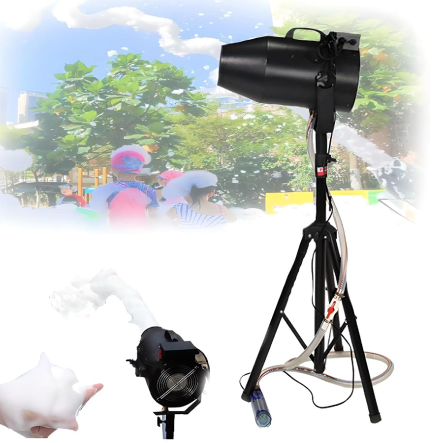 1000 W Hochleistungs-Schaumkanone, 20 m³/min Schaumausstoß, 6–10 m Reichweite, Seifenblasenpistole für Sommer-Poolpartys, Kinder-Poolpartys, Bühneneffekte, Plug-in-Typ
