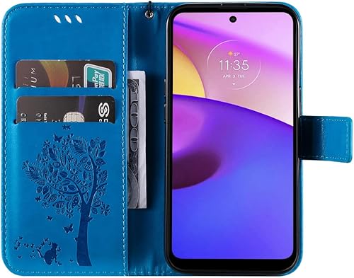 Miniatura 3 de Funda compatible con Motorola Moto E20, Moto E30, Moto E40 Wallet Funda para teléfono con soporte para tarjetas, funda de piel sintética de lujo