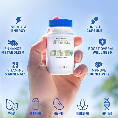 Miniatura 2 de Steel Supplements ONE+  Multivitamínico Once Daily para hombres y mujeres  Suplemento mineral para micronutrientes  Vitaminas A B C D E, biotina,