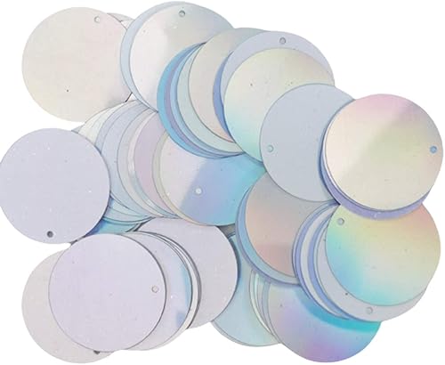 Lentejuelas sueltas holográficas plateadas redondas de costura para bordado, novia, apliques, artes, manualidades y adornos (0.984in)