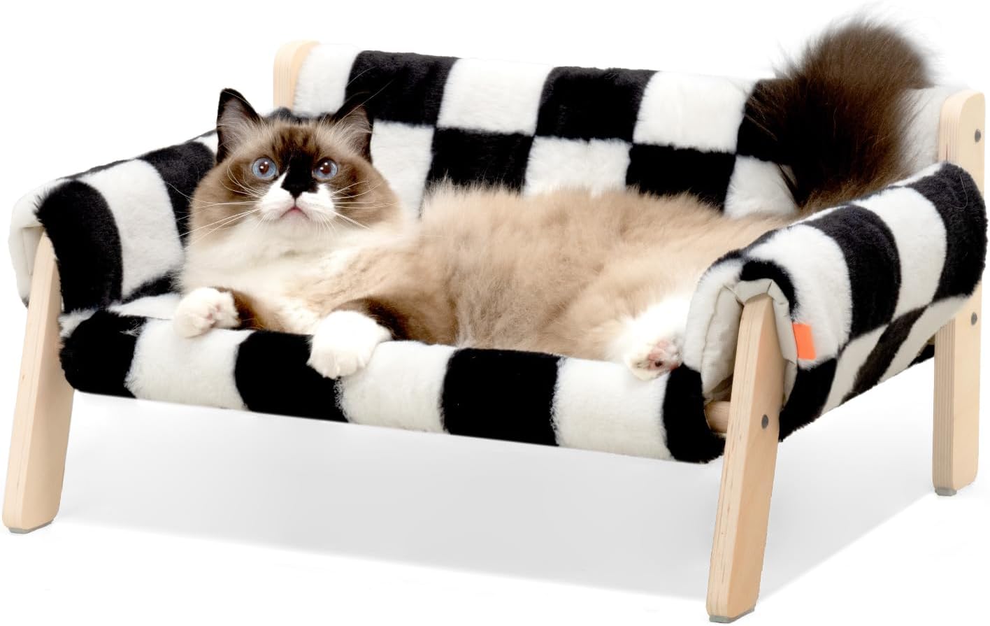 Relaxdays katten hangmat, staand, kattenmand op pootjes, HBD: 25 x 44 x 42 cm, tot 10 kg, kattenbed verhoogd, zwart