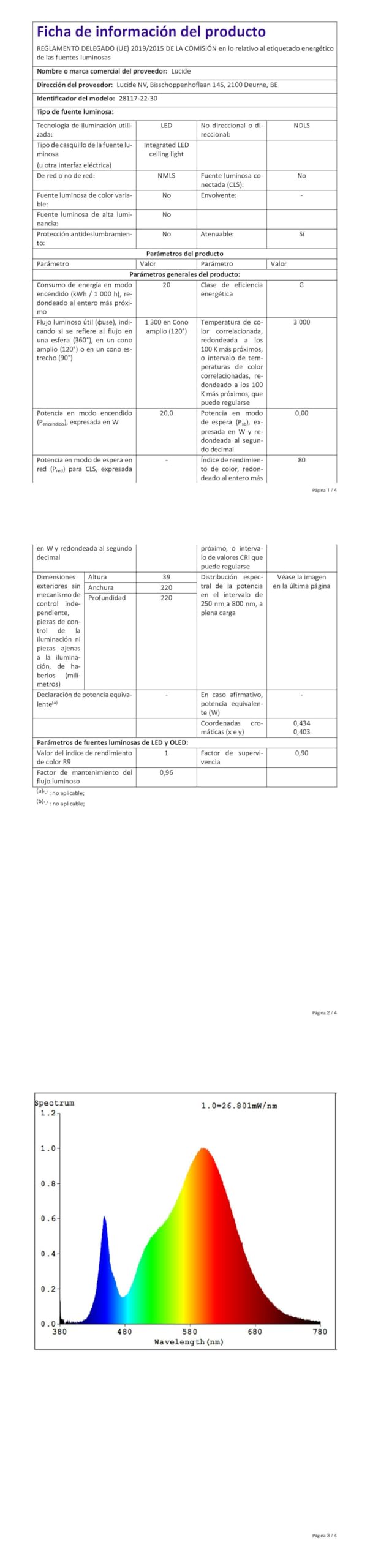 LUCIDE BRICE-LED - Deckenleuchte Badezimmer - LED Dim. - 1x22W 3000K - IP44 - Schwarz