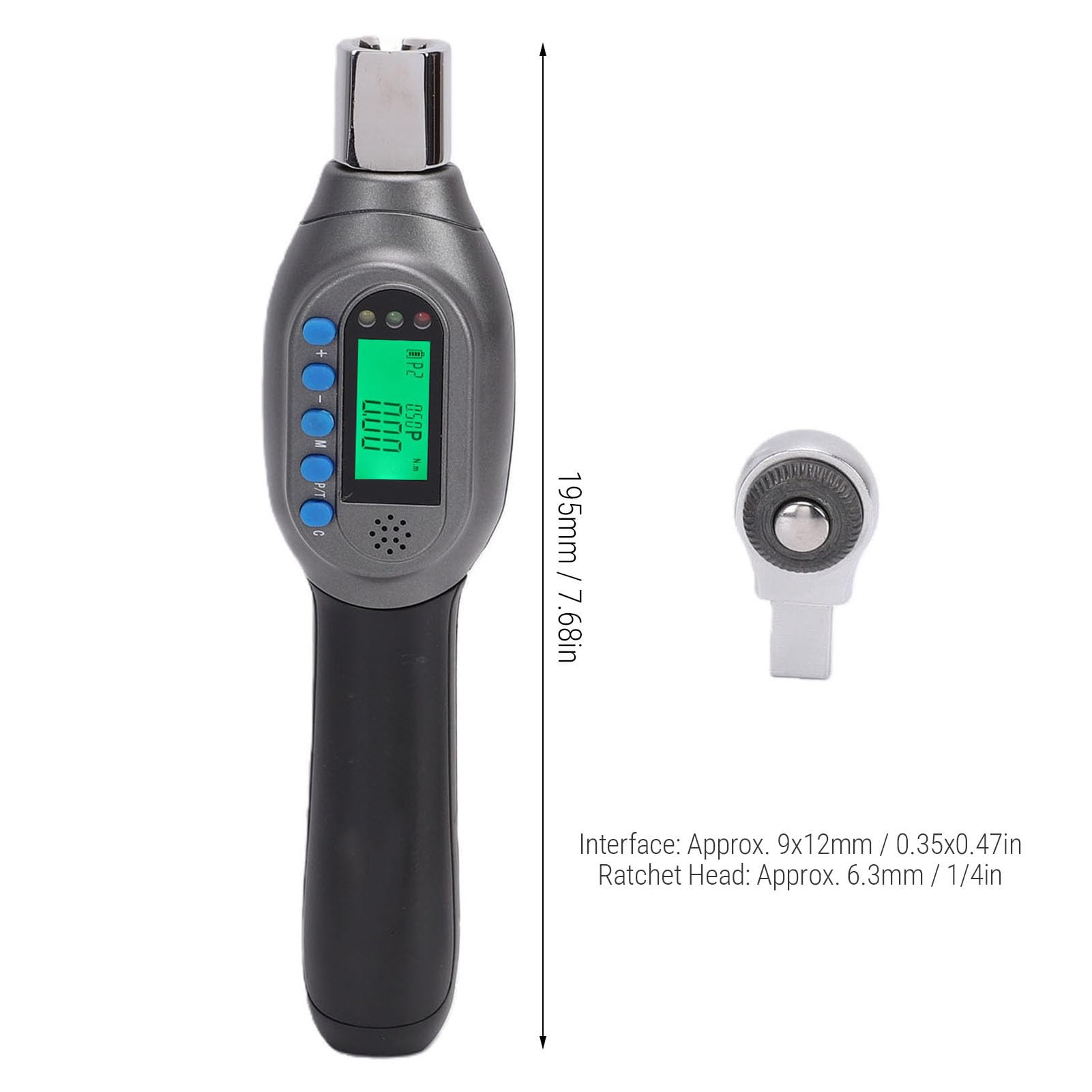Fafeicy Llave Dinamométrica Digital 1/4 Pulgada, Cabezal Intercambiable