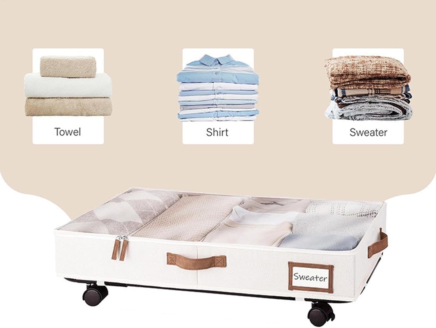 Under Bed Storage With Wheels - Under Bed Storage Containers With Clear Lids | Under Bed Shoe Storage Boxes With Dividers And Transparent Window | Rolling Under Bed Drawer For Clothes Toys
