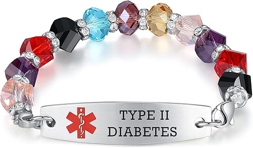 mnmoom Pulseras de identificación médica intercambiables de 7.5 pulgadas para mujeres pulseras de alerta médica con grabado personalizado