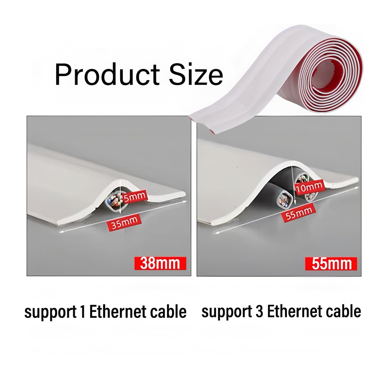 Pasacables Suelo Gestión de Cables, Cubierta Protectora for disposición de Cables, Tira de protección, Cinta Adhesiva Suave autoadhesiva for Ocultar Cables de Suelo de PVC