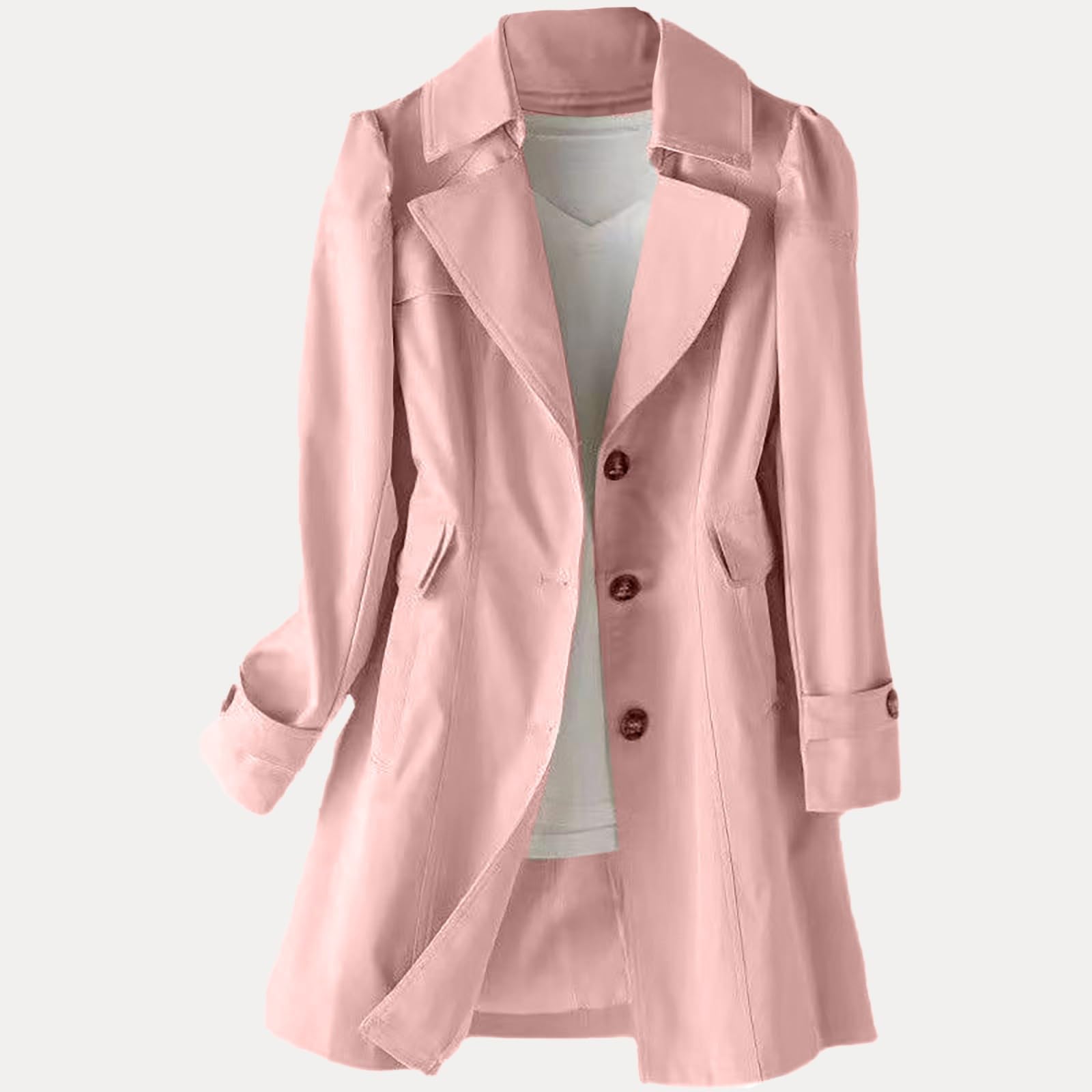 Generisch Trench da donna, slim fit, versione coreana, doppio bottone, piccolo e di media lunghezza
