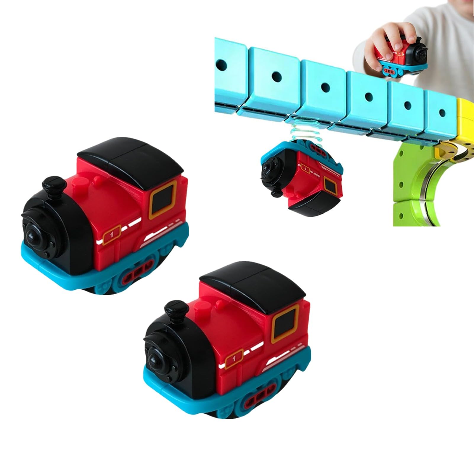 3D Infinity Track,Replacement Magnetic Electric Train Cars for Klick Rail Electric Train Set Tracks,3D Trains Routes with Mix-and-Match Stem Cubes,Add-On Accessory for Kids